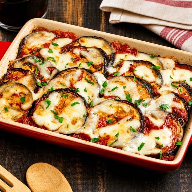 Eggplant Parmigiana Pasta.